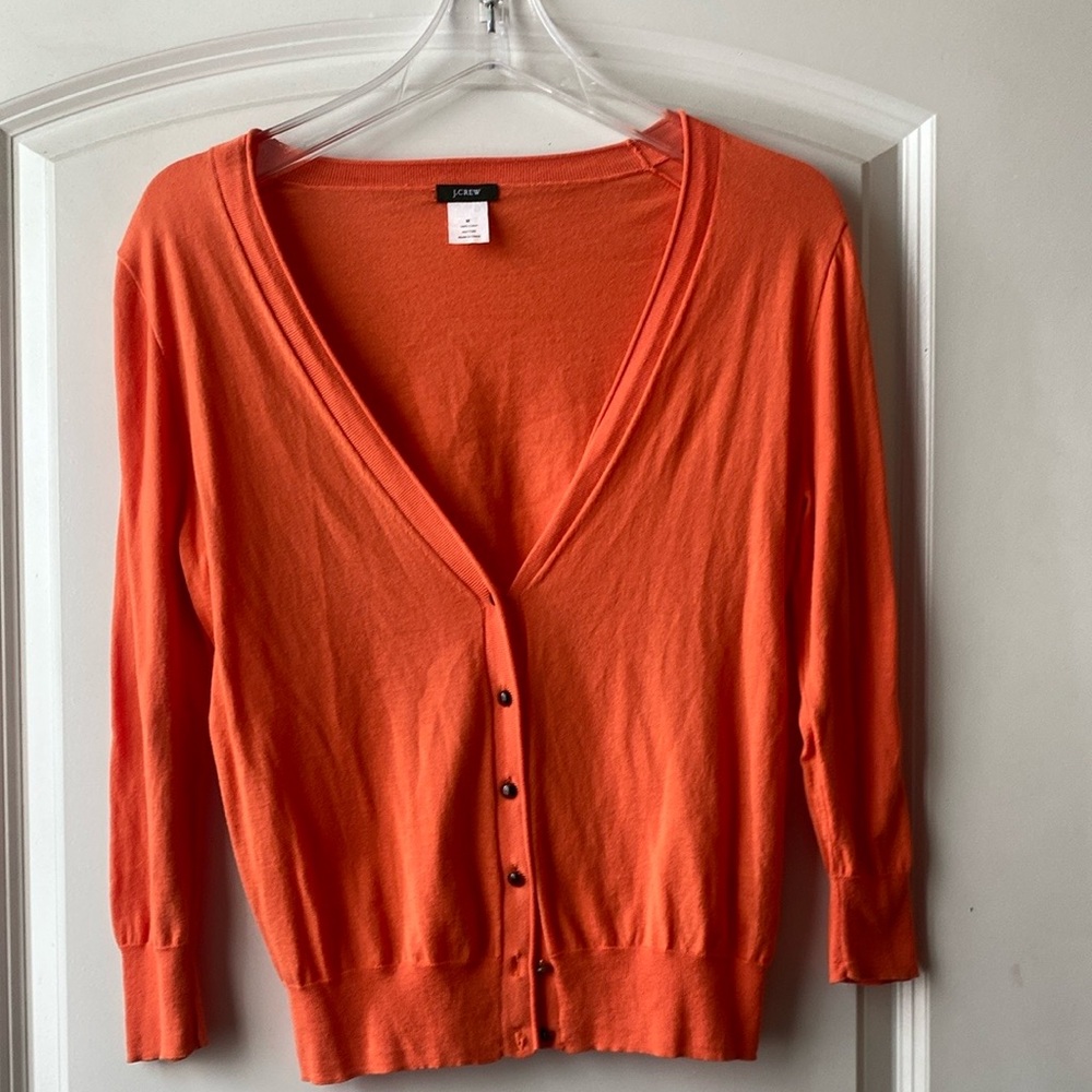 J.Crew Bright Orange V-Neck Cardigan